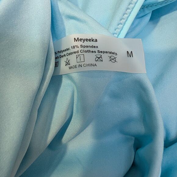 Mayeeka Swimsuit Soft Blue Open Mid High Cut Pool Beach Swim Travel - Size M - Picture 6 of 6